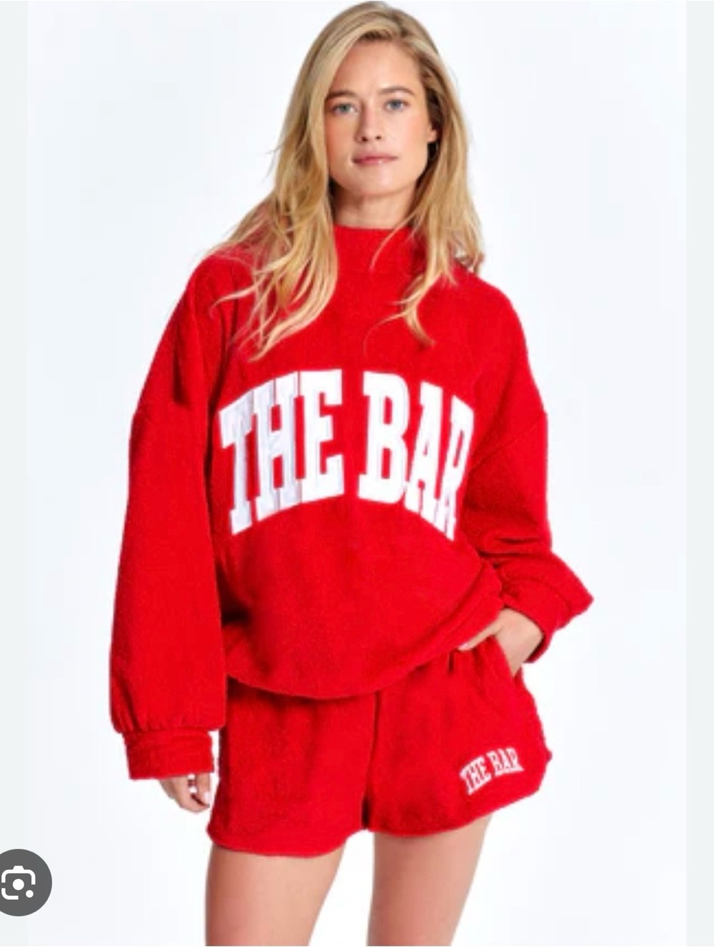 Red 'THE BAR' terry Pullover Sweatshirt